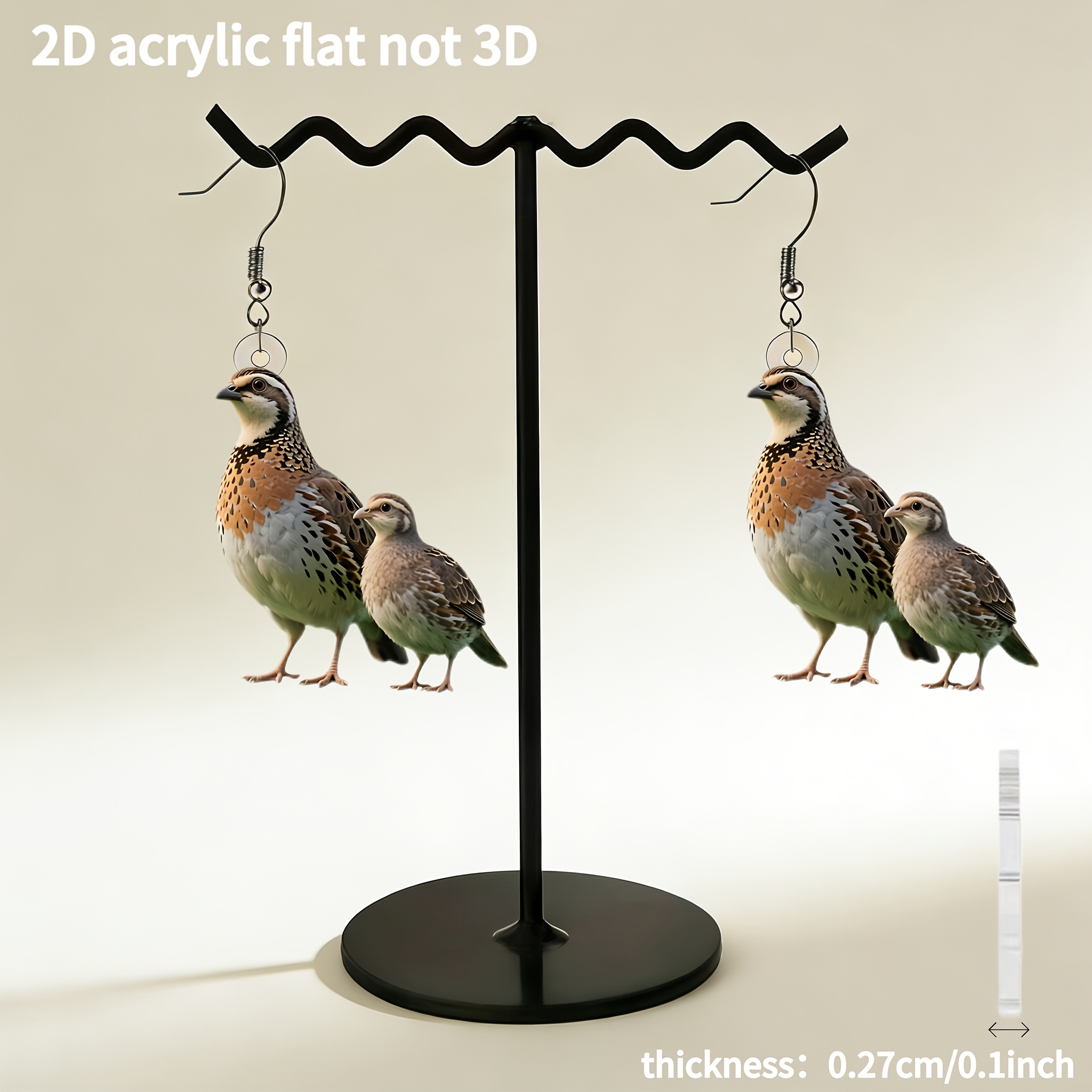 Women's 2D Flat Pigeon Design Acrylic Dangle Earrings